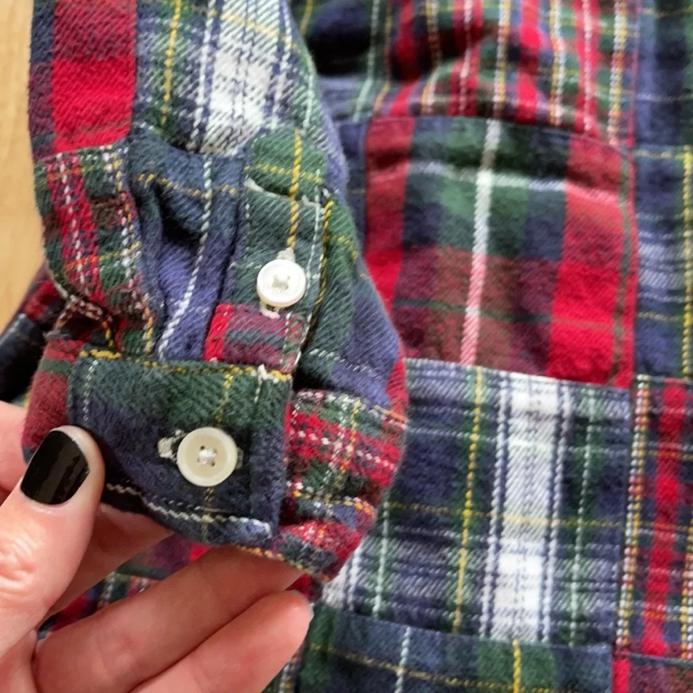 Gap Y2K patchwork plaid shirt 6-9 mos